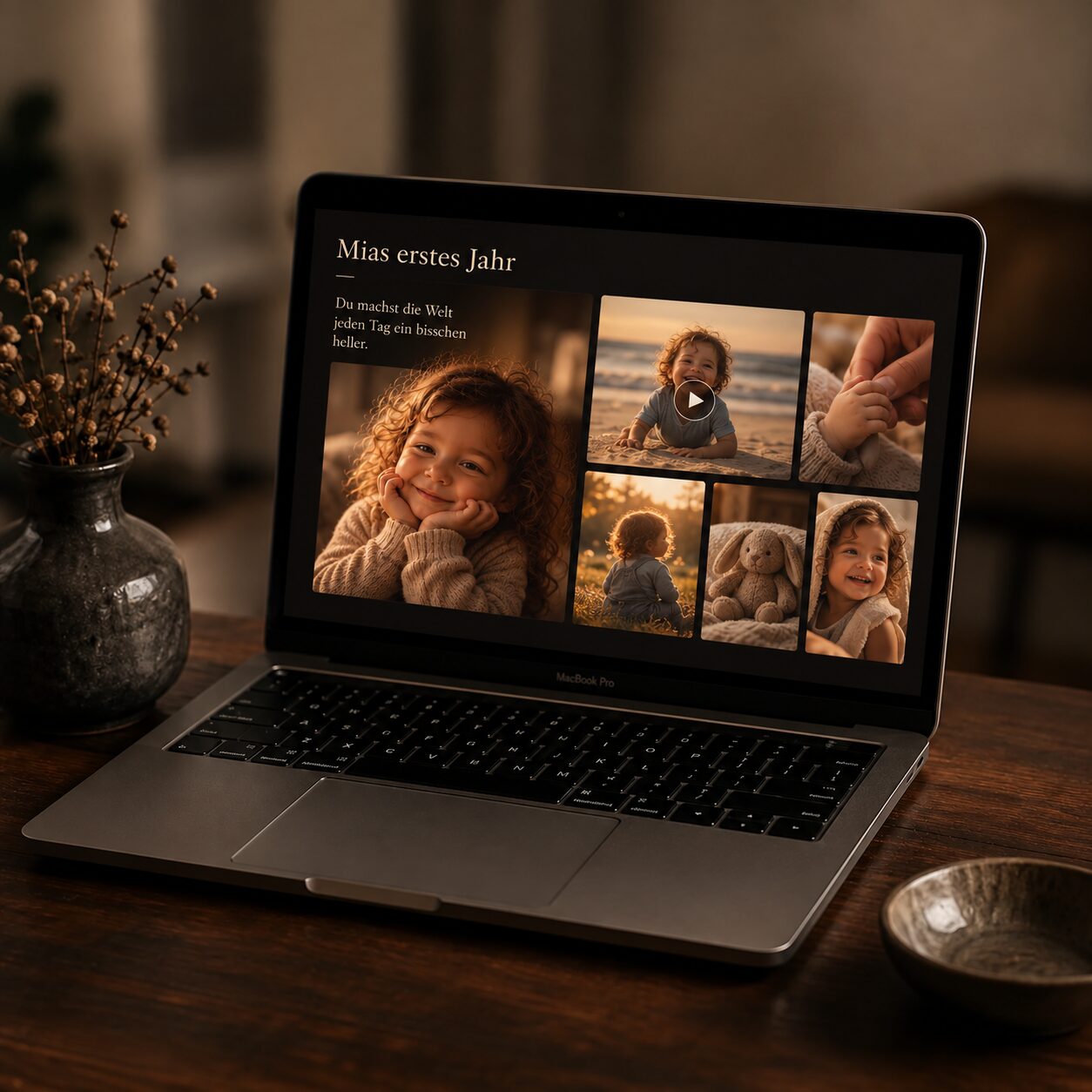 Die private Erinnerungsgalerie „Mias erstes Jahr“ am Laptop